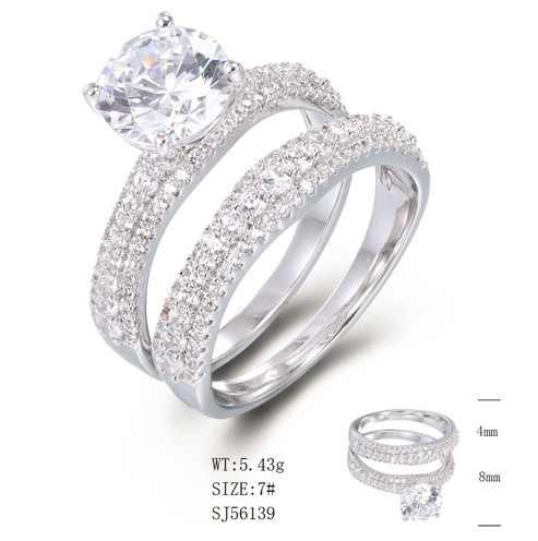 SJ56139, Ladies' Moissanite Ring, S925, Rhodium Plated, White, 5.89g