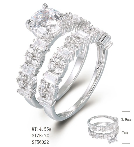 SJ56022, Ladies' Moissanite Ring, S925, Rhodium Plated, White, 5.08g