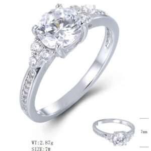 SJ51401, Ladies' Moissanite Ring, S925, Rhodium Plated, White, 2.63g