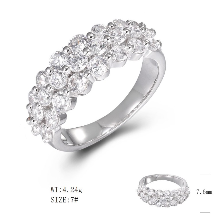 SJ48821, Ladies' Moissanite Ring, S925, Rhodium Plated, White, 4.05g