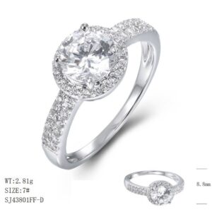 SJ43801, Ladies' Moissanite Ring, S925, Rhodium Plated, White, 2.53g