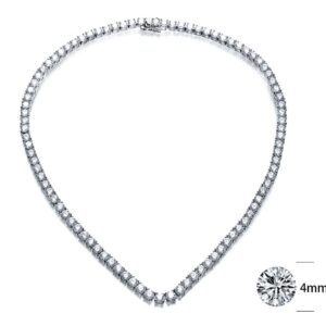 SN04664-单项链, Ladies' Moissanite Ring, S925, Rhodium Plated, White, 34.3g