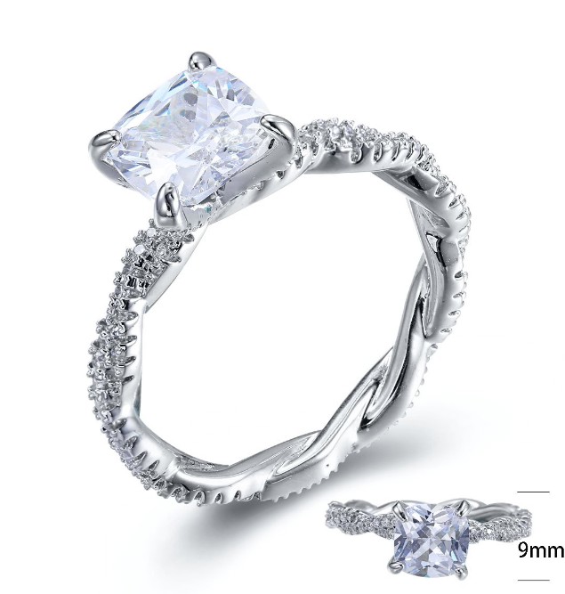 SJ25843, Ladies' Moissanite Ring, S925, Rhodium Plated, White, 3.61g