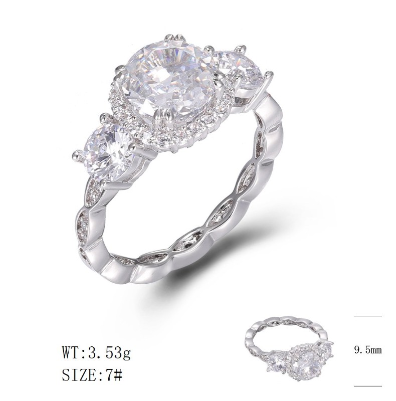 SJ33640, Ladies' Moissanite Ring, S925, Rhodium Plated, White, 3.31g