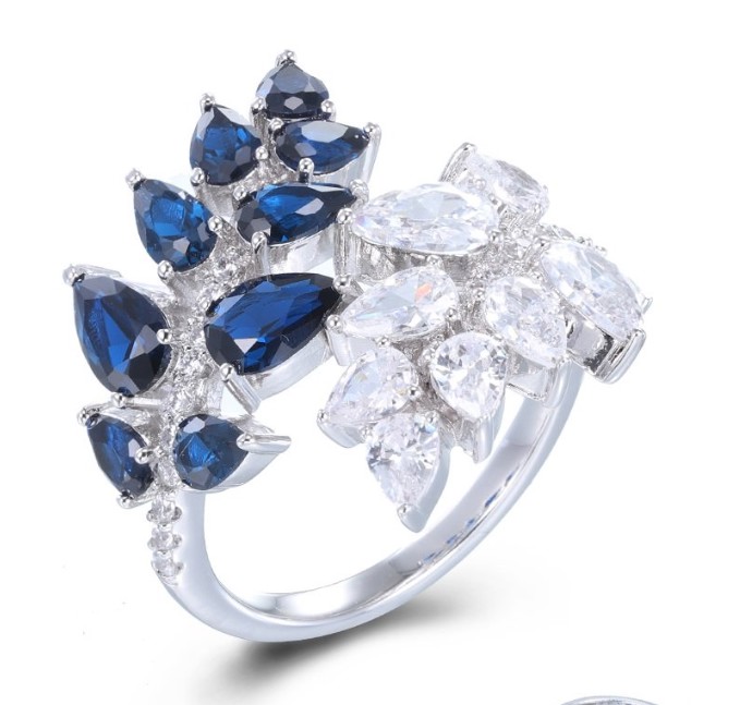 SJ55017, Ladies' Moissanite Ring, S925, Rhodium Plated, White, 5.36g