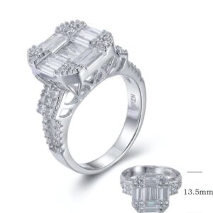 SJ26814, Ladies' Moissanite Ring, S925, Rhodium Plated, White, 6.19g