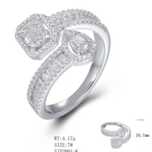 SJ52901, Ladies' Moissanite Ring, S925, Rhodium Plated, White, 4.32g