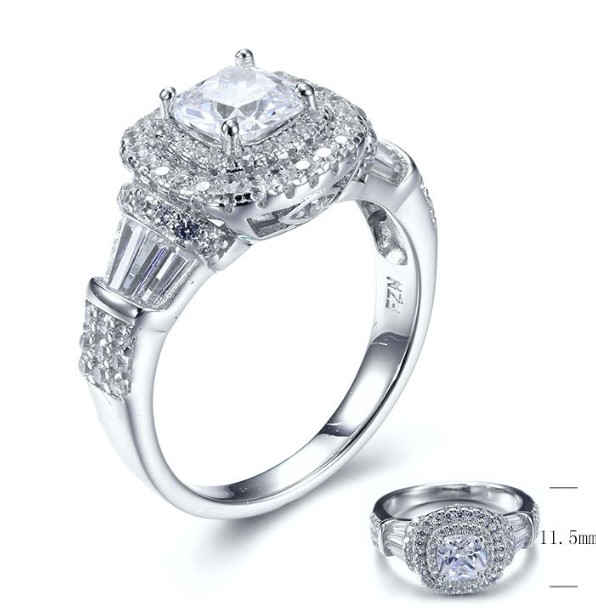 SJ28041, Ladies' Moissanite Ring, S925, Rhodium Plated, White, 5.35g