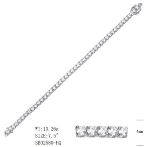 SB02580莫桑, Ladies' Moissanite Ring, S925, Rhodium Plated, White, 12.01g