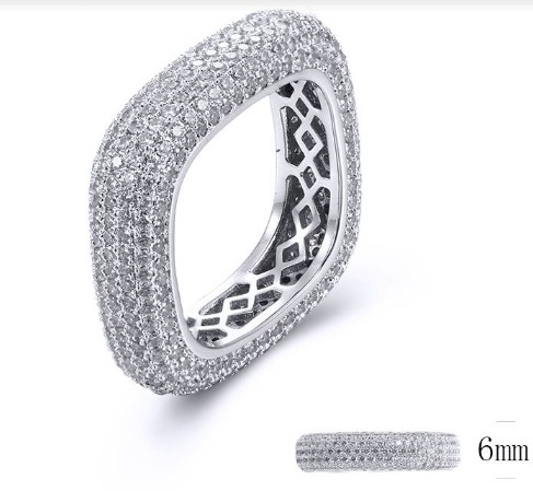 SJ33134, Ladies' Moissanite Ring, S925, Rhodium Plated, White, 7.69g