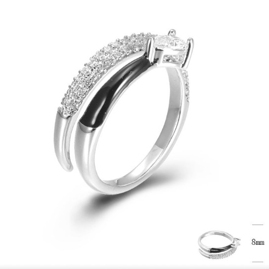 SJ45659, Ladies' Moissanite Ring, S925, Rhodium Plated, White, 3.3g