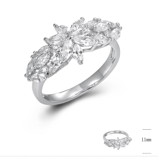 SJ44862, Ladies' Moissanite Ring, S925, Rhodium Plated, White, 3g