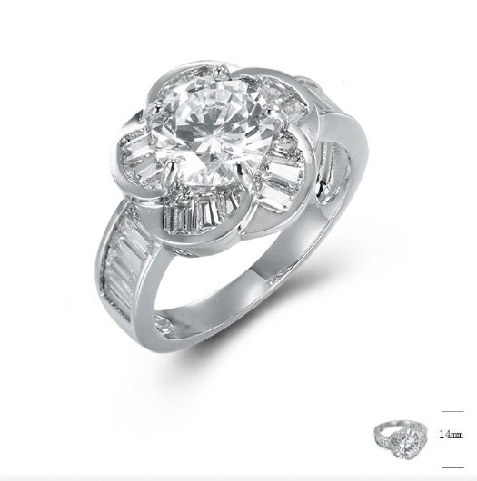 SJ43860, Ladies' Moissanite Ring, S925, Rhodium Plated, White, 4.8g