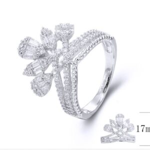 SJ34101, Ladies' Moissanite Ring, S925, Rhodium Plated, White, 3.83g