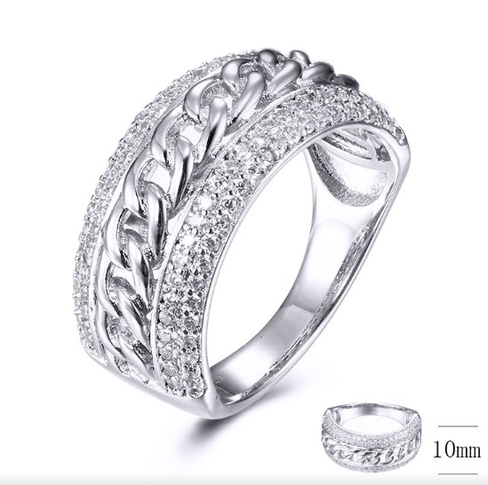 SJ33024, Ladies' Moissanite Ring, S925, Rhodium Plated, White, 5.37g