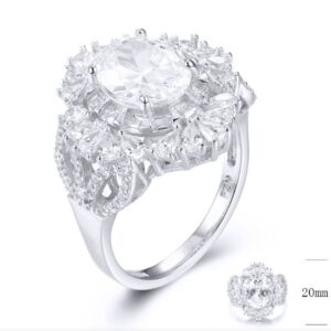 SJ32782, Ladies' Moissanite Ring, S925, Rhodium Plated, White, 7.42g