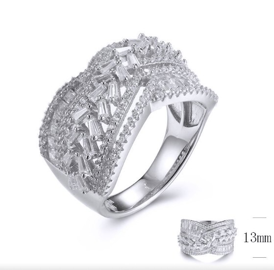 SJ32039, Ladies' Moissanite Ring, S925, Rhodium Plated, White, 6.42g
