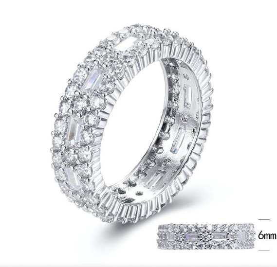 SJ30440, Ladies' Moissanite Ring, S925, Rhodium Plated, White, 4.67g