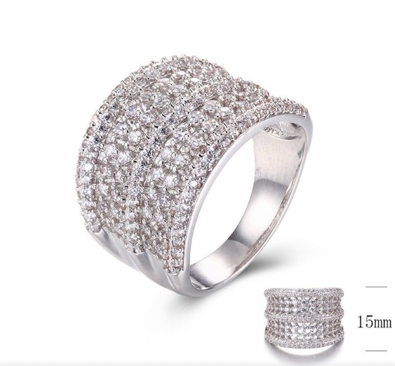 SJ30017, Ladies' Moissanite Ring, S925, Rhodium Plated, White, 5.48g