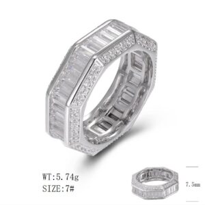 SJ29527, Ladies' Moissanite Ring, S925, Rhodium Plated, White, 5.65g