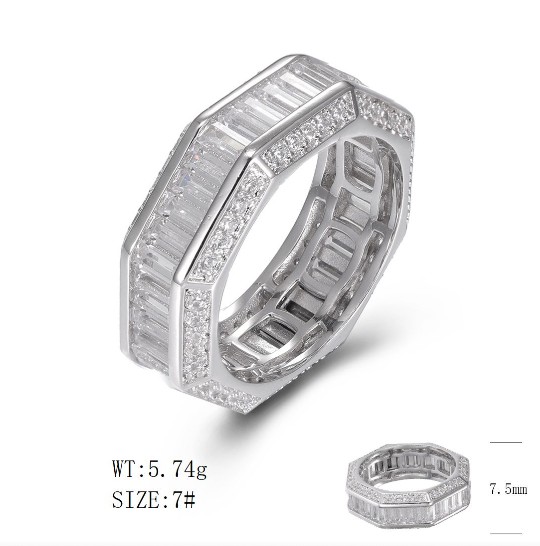 SJ29527, Ladies' Moissanite Ring, S925, Rhodium Plated, White, 5.65g