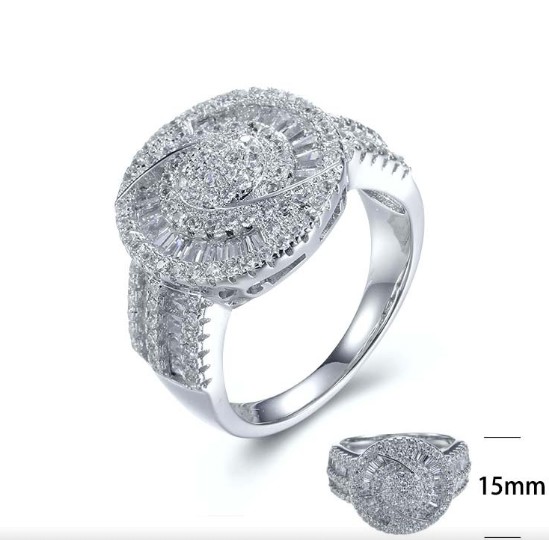 SJ27615, Ladies' Moissanite Ring, S925, Rhodium Plated, White, 6.92g