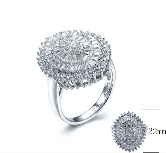 SJ27605, Ladies' Moissanite Ring, S925, Rhodium Plated, White, 6.43g