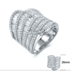 SJ27502, Ladies' Moissanite Ring, S925, Rhodium Plated, White, 12.33g