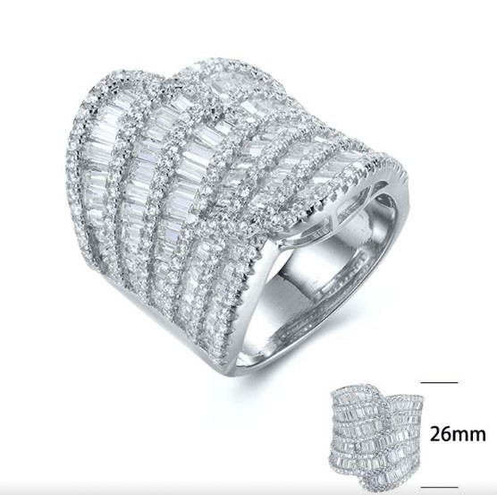 SJ27502, Ladies' Moissanite Ring, S925, Rhodium Plated, White, 12.33g