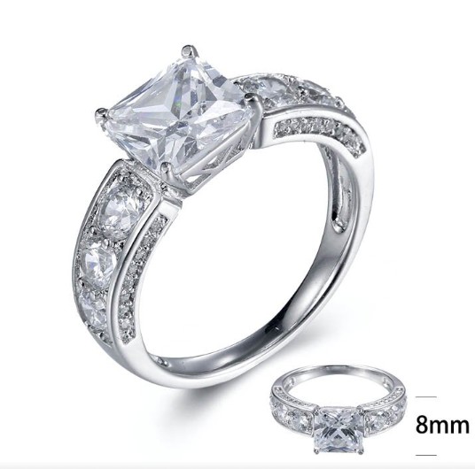 SJ27387, Ladies' Moissanite Ring, S925, Rhodium Plated, White, 4.9g