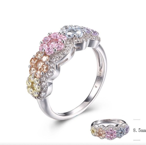 SJ26146, Ladies' Moissanite Ring, S925, Rhodium Plated, White, 3.66g