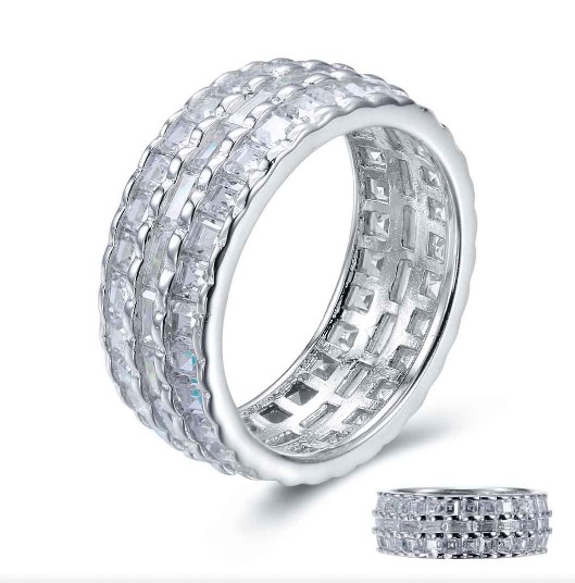 SJ15391, Ladies' Moissanite Ring, S925, Rhodium Plated, White, 4.67g