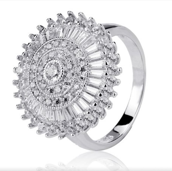 SJ15130, Ladies' Moissanite Ring, S925, Rhodium Plated, White, 5.55g