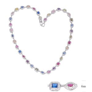 SN14726, Ladies' Moissanite Necklace, S925, Rhodium Plated, White, 18.3g