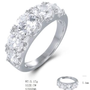 SJ55596莫桑, Ladies' Moissanite Ring, S925, Rhodium Plated, White, 5.05g