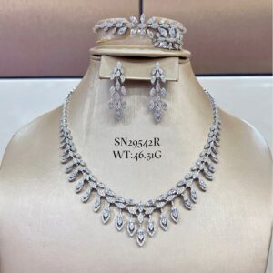 SN29542, Ladies' Moissanite Necklace, S925, Rhodium Plated, White, 46.31g
