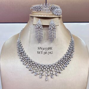 SN30738, Ladies' Moissanite Necklace, S925, Rhodium Plated, White, 56.71g