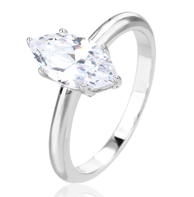 SJ64933莫桑, Ladies' Moissanite Ring, S925, Rhodium Plated, White, 2.45g