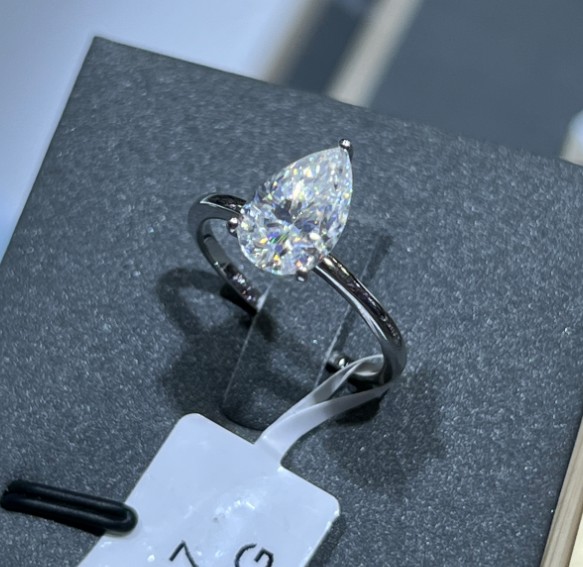SJ64934莫桑, Ladies' Moissanite Ring, S925, Rhodium Plated, White, 1.93g