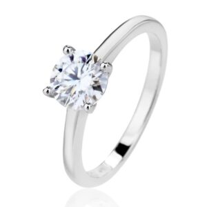 SJ64937莫桑, Ladies' Moissanite Ring, S925, Rhodium Plated, White, 1.66g