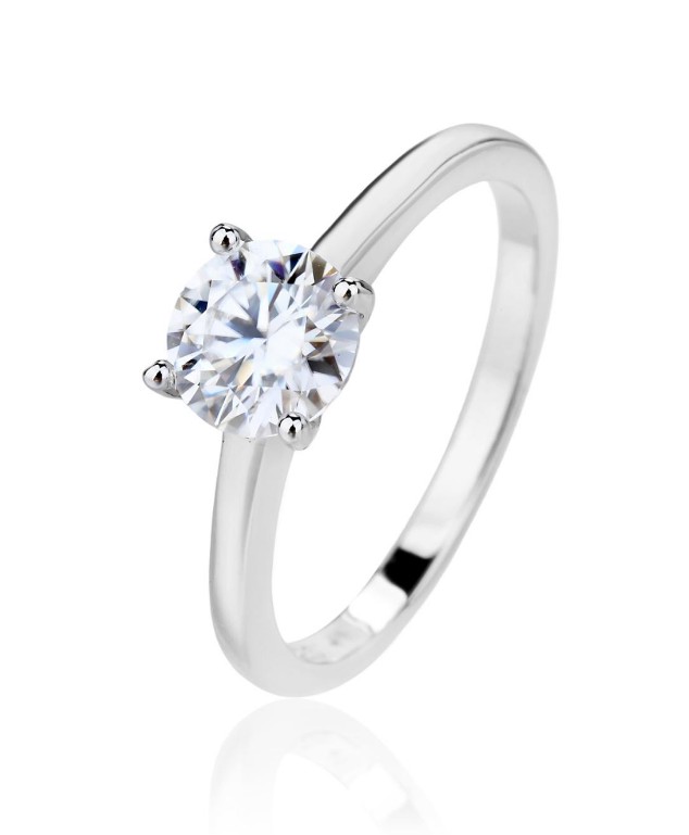 SJ64937莫桑, Ladies' Moissanite Ring, S925, Rhodium Plated, White, 1.66g