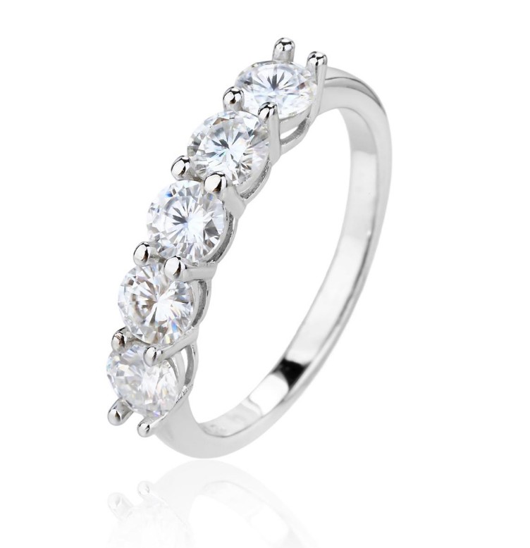 SJ64938莫桑, Ladies' Moissanite Ring, S925, Rhodium Plated, White, 1.52g