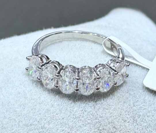 SJ64940莫桑, Ladies' Moissanite Ring, S925, Rhodium Plated, White, 2.61g