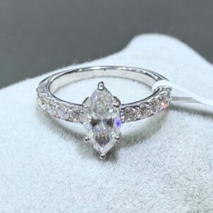 SJ64941莫桑, Ladies' Moissanite Ring, S925, Rhodium Plated, White, 3.4g