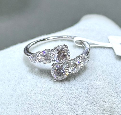 SJ64942莫桑, Ladies' Moissanite Ring, S925, Rhodium Plated, White, 2.05g