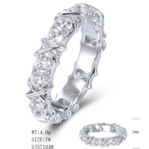 SJ57104莫桑, Ladies' Moissanite Ring, S925, Rhodium Plated, White, 4.05g
