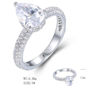 SJ51598, Ladies' Moissanite Ring, S925, Rhodium Plated, White, 3.37g