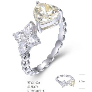 SJ59841, Ladies' Moissanite Ring, S925, Rhodium Plated, White, 3.32g