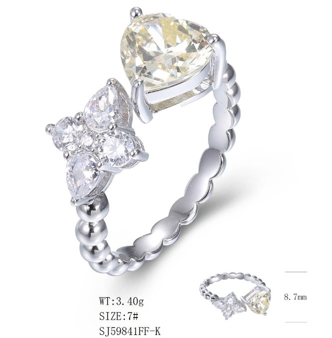 SJ59841, Ladies' Moissanite Ring, S925, Rhodium Plated, White, 3.32g