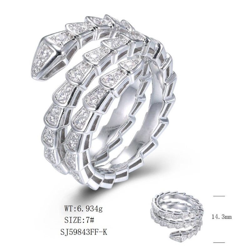 SJ59843, Ladies' Moissanite Ring, S925, Rhodium Plated, White, 7.35g